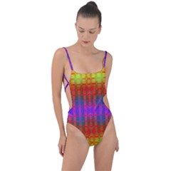 Electric Sunset Tie Strap One Piece Swimsuit by Thespacecampers