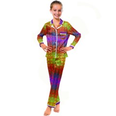 Electric Sunset Kid s Satin Long Sleeve Pajamas Set by Thespacecampers