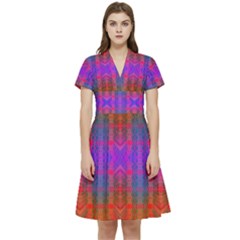 Electric Sunset Short Sleeve Waist Detail Dress by Thespacecampers