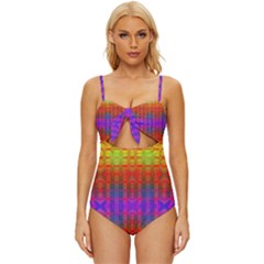 Electric Sunset Knot Front One-piece Swimsuit by Thespacecampers