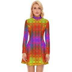 Electric Sunset Long Sleeve Velour Longline Dress by Thespacecampers