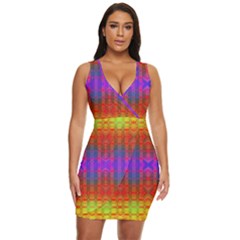 Electric Sunset Draped Bodycon Dress