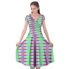 Electro Stripe Cap Sleeve Wrap Front Dress by Thespacecampers