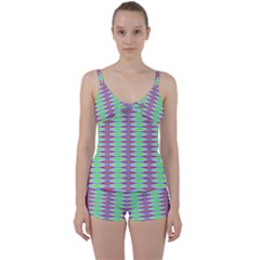 Electro Stripe Tie Front Two Piece Tankini by Thespacecampers