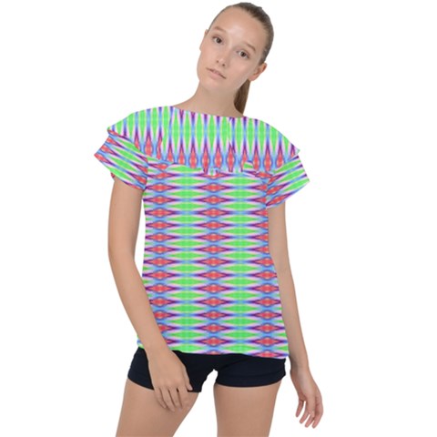 Electro Stripe Ruffle Collar Chiffon Blouse by Thespacecampers