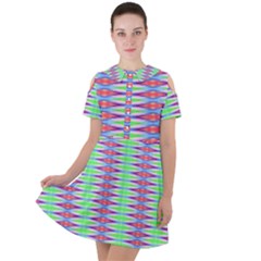 Electro Stripe Short Sleeve Shoulder Cut Out Dress  by Thespacecampers