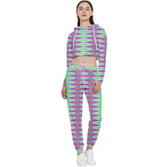 Electro Stripe Cropped Zip Up Lounge Set