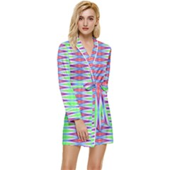 Electro Stripe Long Sleeve Satin Robe