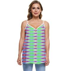 Electro Stripe Casual Spaghetti Strap Chiffon Top