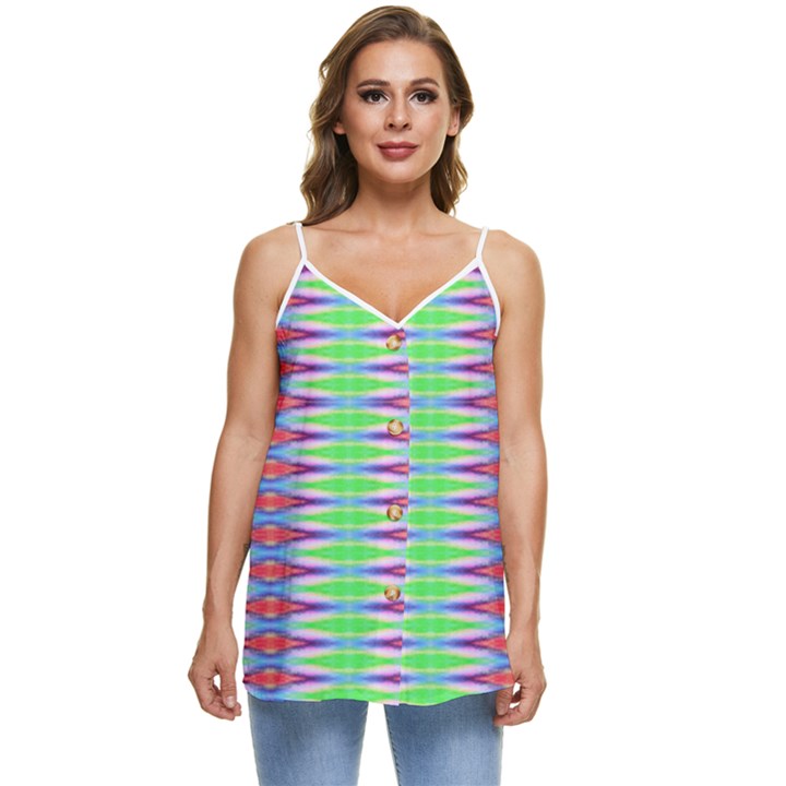 Electro Stripe Casual Spaghetti Strap Chiffon Top