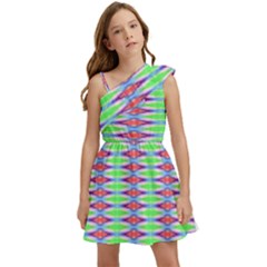 Electro Stripe Kids  One Shoulder Party Dress