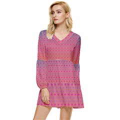 Energetic Flow Tiered Long Sleeve Mini Dress