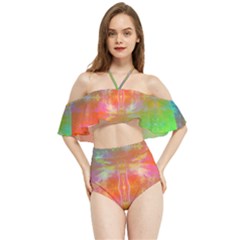 Faded Consciousness Halter Flowy Bikini Set  by Thespacecampers