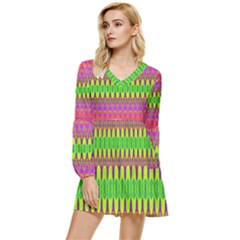 Groovy Godess Tiered Long Sleeve Mini Dress