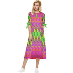 Groovy Godess Bow Sleeve Chiffon Midi Dress