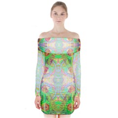 Art In Space Long Sleeve Off Shoulder Dress by Thespacecampers