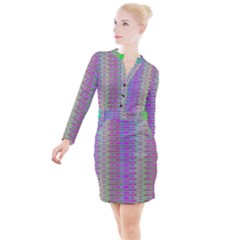 Glitch Machine Button Long Sleeve Dress by Thespacecampers