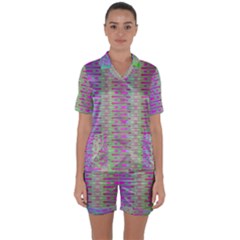 Glitch Machine Satin Short Sleeve Pajamas Set by Thespacecampers