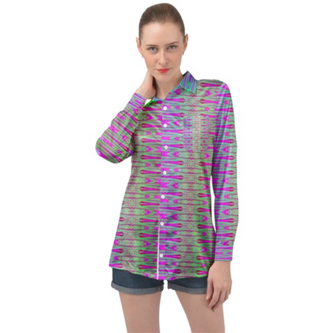 Glitch Machine Long Sleeve Satin Shirt by Thespacecampers