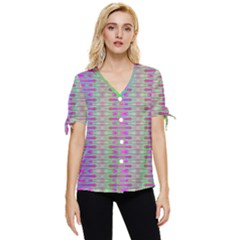 Glitch Machine Bow Sleeve Button Up Top