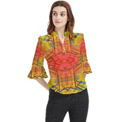 Hexafusion Loose Horn Sleeve Chiffon Blouse