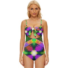 Honeycomb High Knot Front One-piece Swimsuit