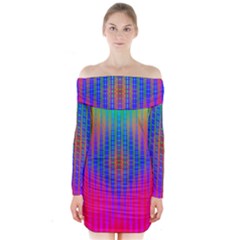 Intoxicating Rainbows Long Sleeve Off Shoulder Dress by Thespacecampers