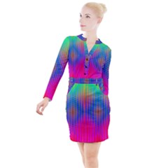 Intoxicating Rainbows Button Long Sleeve Dress by Thespacecampers