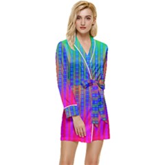 Intoxicating Rainbows Long Sleeve Satin Robe