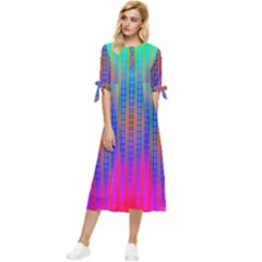 Intoxicating Rainbows Bow Sleeve Chiffon Midi Dress