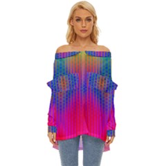 Intoxicating Rainbows Off Shoulder Chiffon Pocket Shirt