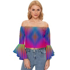 Intoxicating Rainbows Off Shoulder Flutter Bell Sleeve Top by Thespacecampers