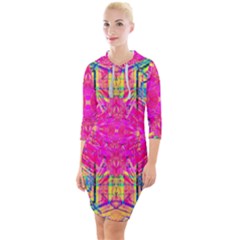 Kaleidoscopic Fun Quarter Sleeve Hood Bodycon Dress by Thespacecampers