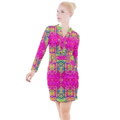 Kaleidoscopic Fun Button Long Sleeve Dress by Thespacecampers