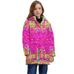 Kaleidoscopic Fun Kid s Hooded Longline Puffer Jacket