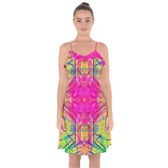 Kaleidoscopic Fun Ruffle Detail Chiffon Dress by Thespacecampers