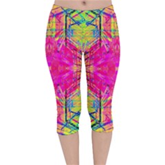 Kaleidoscopic Fun Velvet Capri Leggings  by Thespacecampers