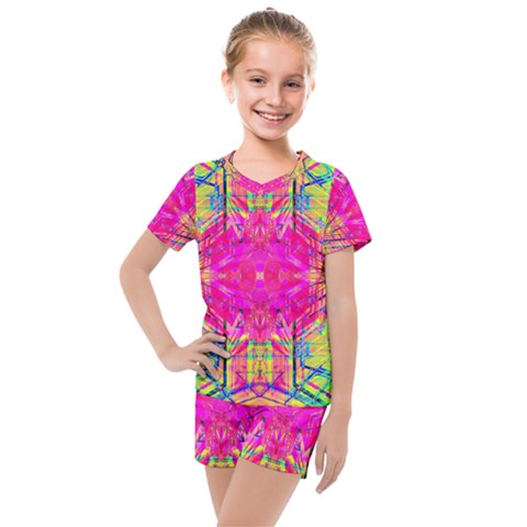 Kaleidoscopic Fun Kids  Mesh Tee And Shorts Set by Thespacecampers