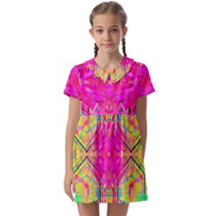 Kaleidoscopic Fun Kids  Asymmetric Collar Dress by Thespacecampers