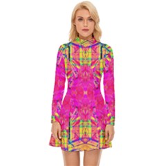 Kaleidoscopic Fun Long Sleeve Velour Longline Dress