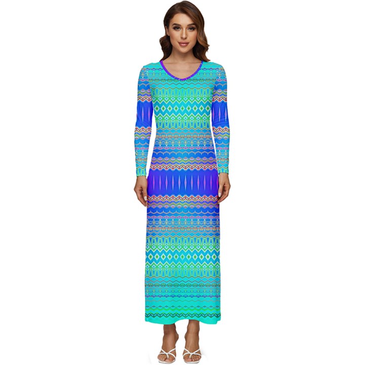 Liquid Lens Long Sleeve Velour Longline Maxi Dress