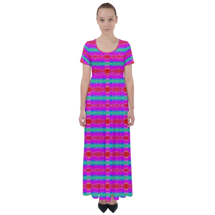 Love Burst High Waist Short Sleeve Maxi Dress