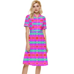 Love Burst Button Top Knee Length Dress