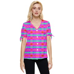 Love Burst Bow Sleeve Button Up Top by Thespacecampers