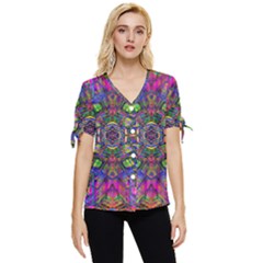 Mind Bender Bow Sleeve Button Up Top by Thespacecampers