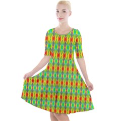 Neon Angles Quarter Sleeve A-line Dress by Thespacecampers