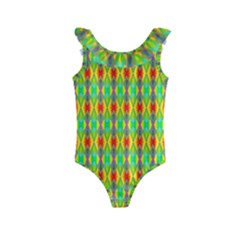 Neon Angles Kids  Frill Swimsuit by Thespacecampers