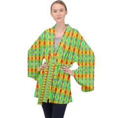 Neon Angles Long Sleeve Velvet Kimono  by Thespacecampers