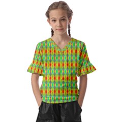 Neon Angles Kids  V-neck Horn Sleeve Blouse