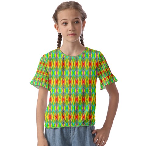 Neon Angles Kids  Cuff Sleeve Scrunch Bottom Tee by Thespacecampers